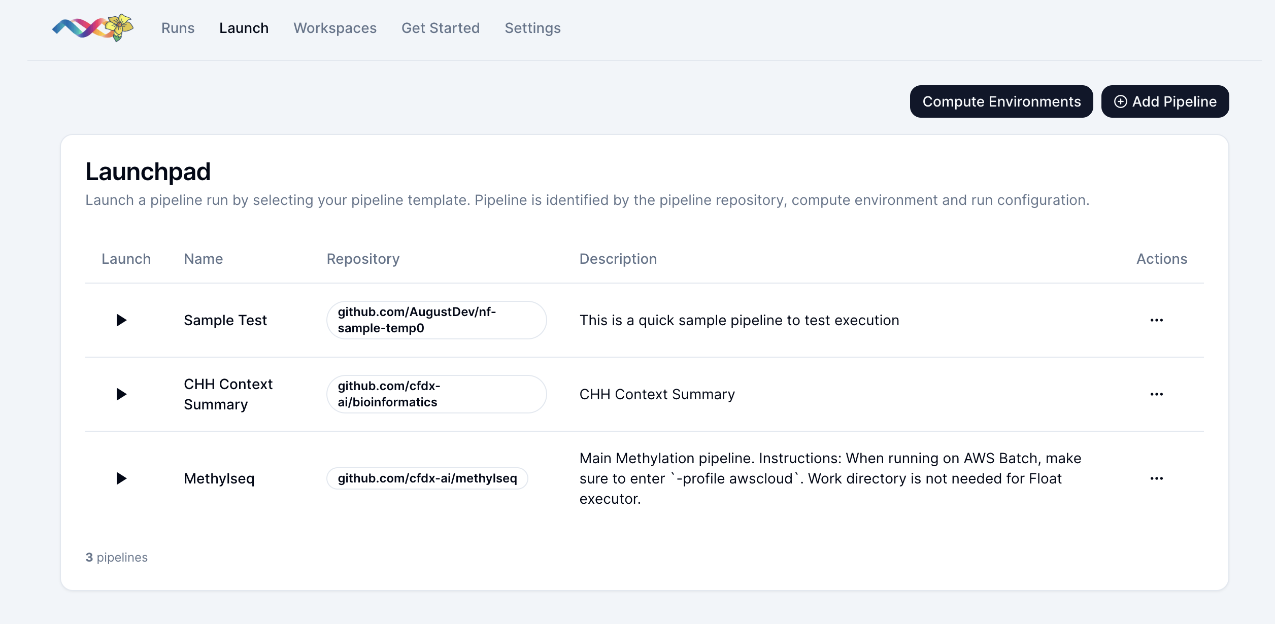 nf-shard Launchpad - storing and submitting Nextflow pipeline runs from the UI